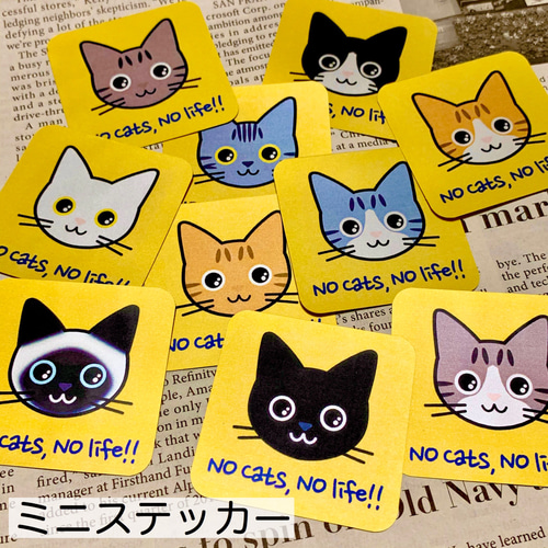 ハチワレ鼻黒】猫がいます四角ステッカー4s おもちゃ・ペット