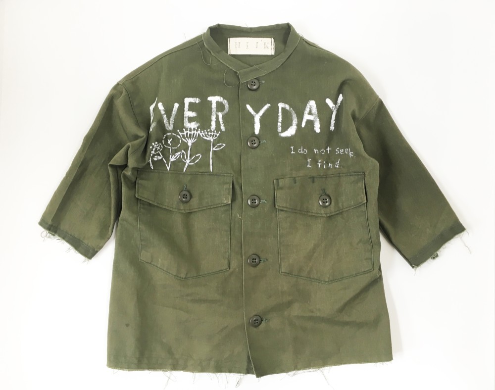 military shirt　Kid's Size（手刺繍,カスタム,キッズ,ミリタリー,シャツ）