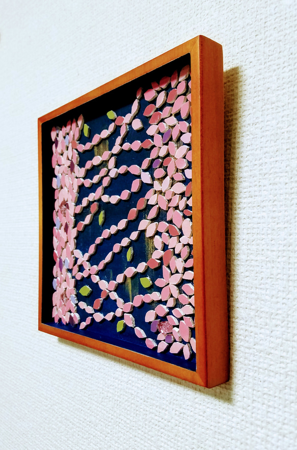 おすすめNo1！春待ち遠し モザイクタイルアート　 　　　　　　　手つなぎ桜　壁掛け　大判19×19cm 4枚目の画像