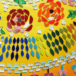 《送料無料》パプリカの花のように  絶対元気がでる！！  明るく花咲きほこる　モザイクタイルインテリアアート 3枚目の画像
