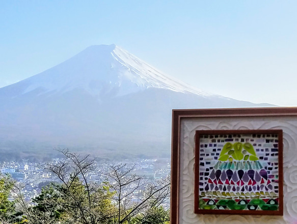 ステイホーム応援アート　送料無料 モザイクタイルフレーム こんな時こそ！ 癒やしと安らぎの富士山 2枚目の画像