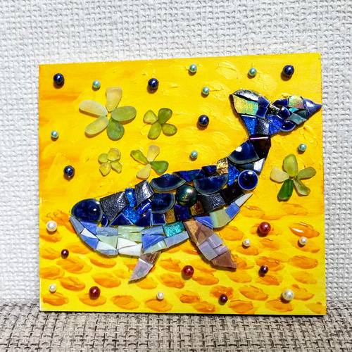 モザイクタイルアート くじら 幸せのスプラッシュ！ タペストリー