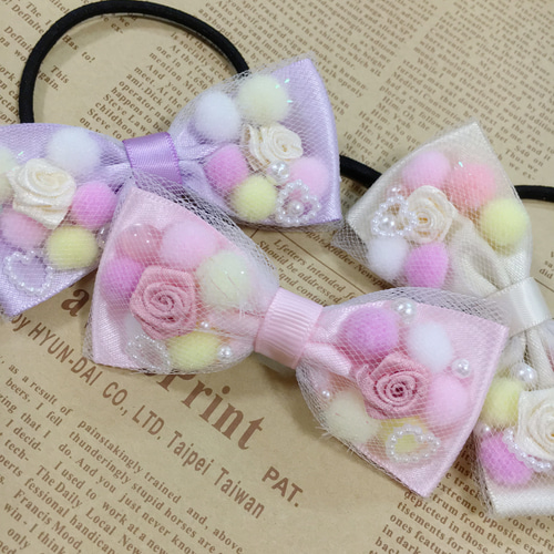 チュールレース♡サテンリボン♡ポンポン♡ローズ♡パールなど  