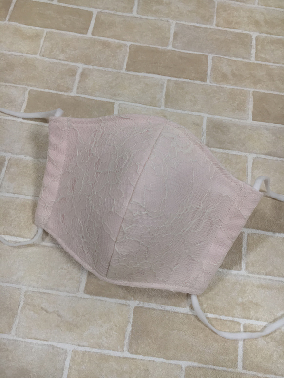 上品♡ローズレース柄♡ハンドメイド♡ダブルガーゼ♡大人♡女性立体マスク♡ 2枚目の画像