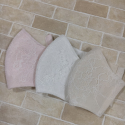 上品♡お洒落♡ローズレース柄♡ハンドメイド♡ダブルガーゼ♡大人♡女性立体マスク♡ 2枚目の画像