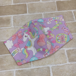 ゆめかわ♡ユニコーン♡ハンドメイド♡ダブルガーゼ♡子供♡立体マスク♡ 2枚目の画像