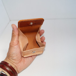 【受注生産】本革製ボックスコインケース（ブラウン） 5枚目の画像