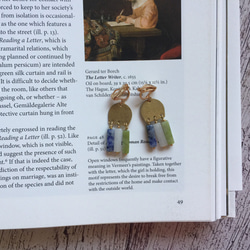 無痛系列 天然石輕寶 像幅畫的輪廓 綠點石 藍點石 白玉隨 黃銅14K包金 耳環耳針耳夾【Enko】 第3張的照片
