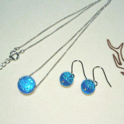 沖縄❥蓄光宮古オーシャンブルーネックレスピアスセット ネックレス