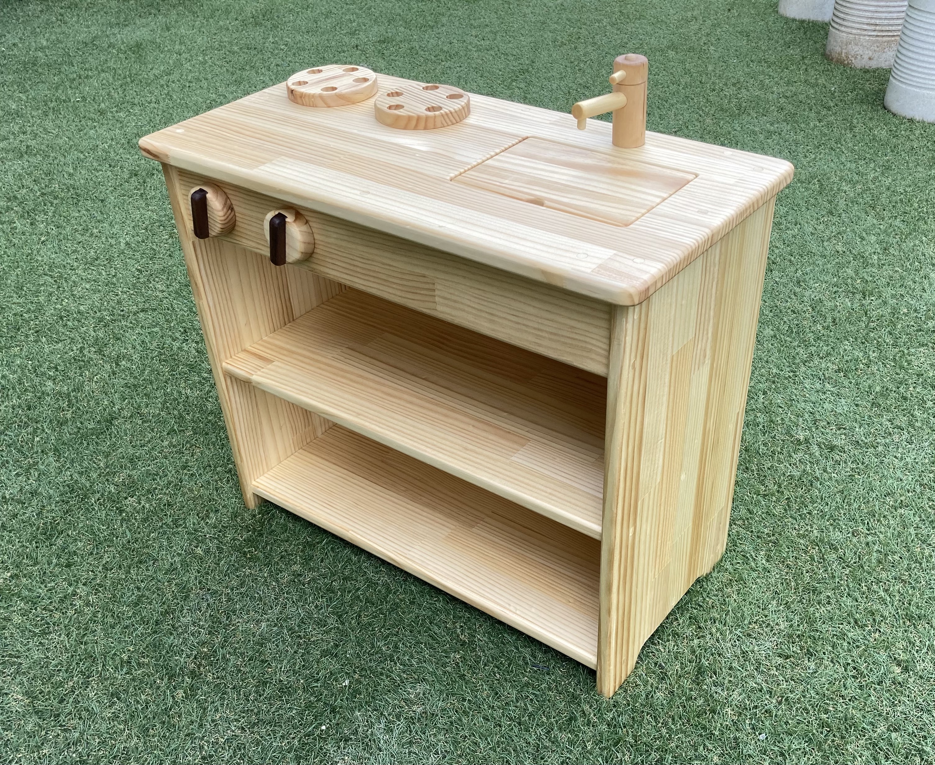 ヒノキクラフト hinokicraft 木製おままごと用シンク 棚付 ヒノキ