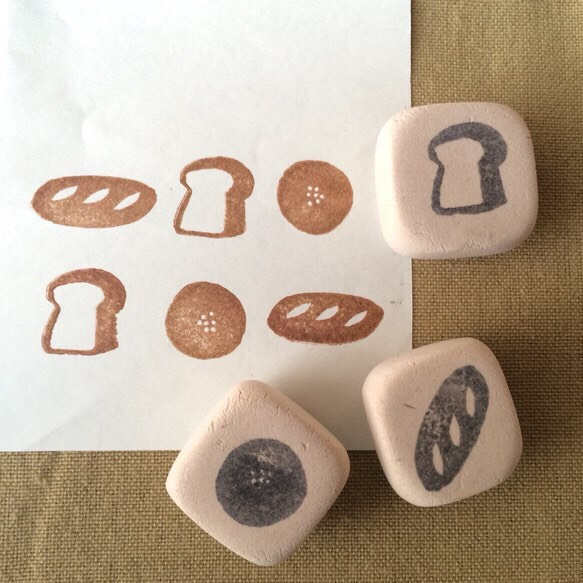 消しゴムはんこ ❁パン3種 はんこ・スタンプ sukemoto 通販