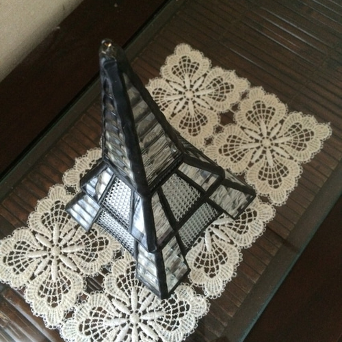 Eiffel○ステンドグラスのエッフェル塔（LEDキャンドルライト付