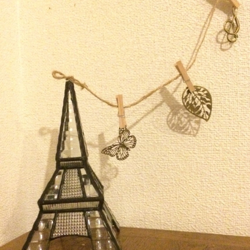 Eiffel○ステンドグラスのエッフェル塔（LEDキャンドルライト付