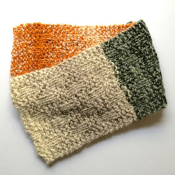 【値下げ】市松模様のマフラー◇手編み◇３色 2枚目の画像