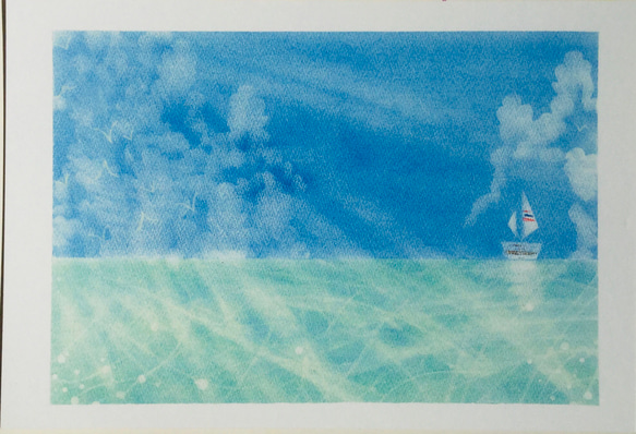 桜ねこアート　青のポストカードセット 3枚目の画像