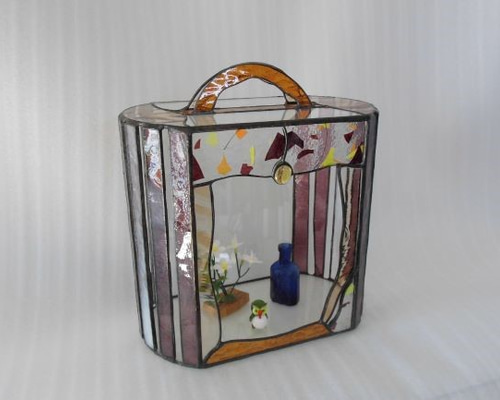 ステンドグラスの可愛いバッグ型テラリュム その他アート ステンド  