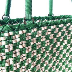 44 市松模様の籠バッグ 緑 6枚目の画像