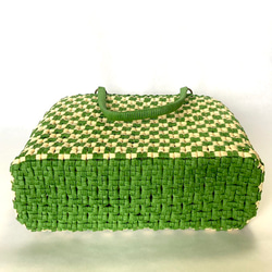 44 市松模様の籠バッグ 緑 9枚目の画像