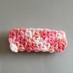 桜色のリフ編みバレッタ 2枚目の画像