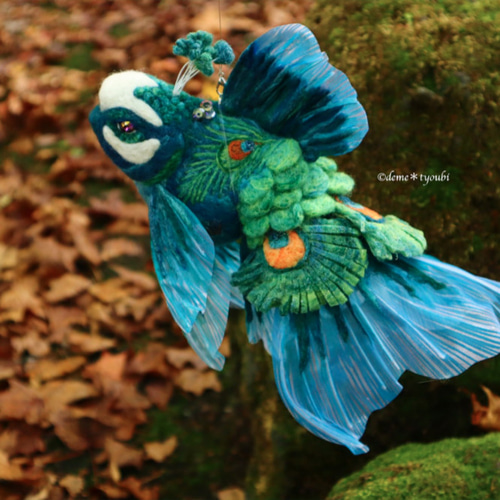 金魚 孔雀 羊毛フェルト ハロウィン 羊毛フェルト deme＊tyoubi 通販