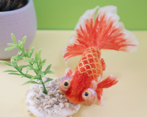 羊毛フェルト　金魚　琉金　オブジェ ff8762e90e55392faaf26deaaf66cc