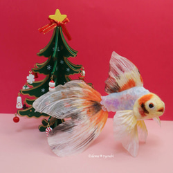 鱗付き鉄魚　金魚　羊毛フェルト　誕生日　ペット　動物　アクアリウム　クリスマス 1枚目の画像