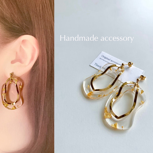 金箔クリアフープピアス/イヤリング ピアス（フープ） Le bonheur 