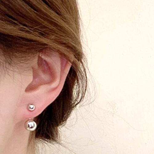 silver ダブルボールピアス 2way サージカルステンレス316L silver ダブルボールピアス 2way サージカルステンレス316L