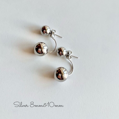 silver ダブルボールピアス 2way サージカルステンレス316L