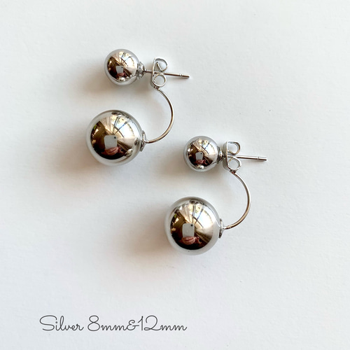 silver ダブルボールピアス 2way サージカルステンレス316L silver ダブルボールピアス 2way サージカルステンレス316L