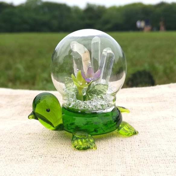 亀のガラス置物 バカラ BACCARAT カメ 亀 9cm ラージタイプ ペーパー