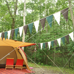 布ガーランド フラッグ 旗 結婚式 誕生日 パーティー キャンプ 飾り グリーンブラウン 2枚目の画像