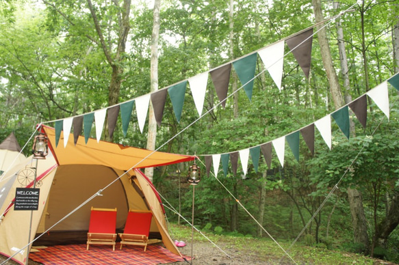 布ガーランド 290cm フラッグ キャンプ パーティ イベント 店舗装飾 飾り グリーンブラウン 2枚目の画像