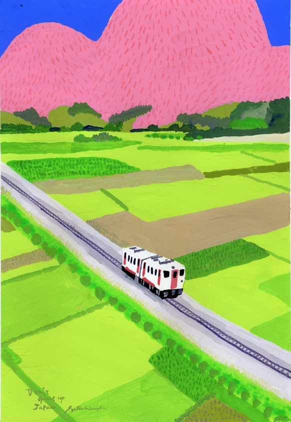 Don't give up Japan "Countryside and train"（Giclee prints） 1枚目の画像