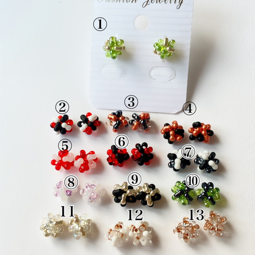 チェコ ファルファーレビーズのシンプルな粒々ピアスorイヤリング