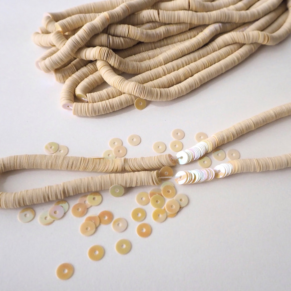 フランス製スパンコール 4mm ベージュロゼ #PA10-BE.R4/オートクチュール刺繍 リュネビル刺繍 糸通し 1枚目の画像