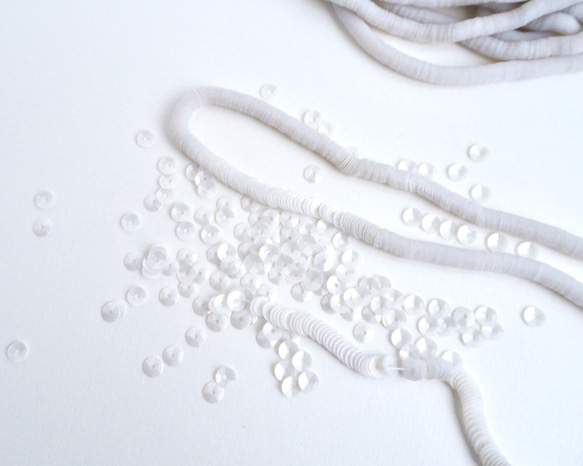 フランス製 スパンコール 4mm パールホワイト 半透明 / キュベット オートクチュール刺繍 リュネビル刺繍 糸通し 3枚目の画像