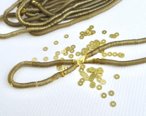 3mm スパンコール マットイエローゴールド #PA20-Y.GD / オートクチュール刺繍 リュネビル刺繍 糸通し 1枚目の画像