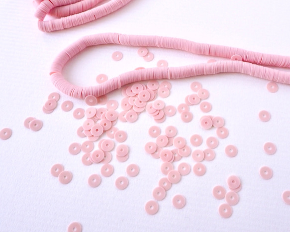フランス製 スパンコール 4mm ピーチピンク #PA11-PE.PK4 / パイエット リュネビル刺繍 糸通し 2枚目の画像