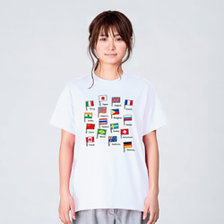 国旗 一覧 イラスト Tシャツ メンズ レディース 半袖 ゆったり おしゃれ トップス 白 30代 40代 プレゼント 1枚目の画像