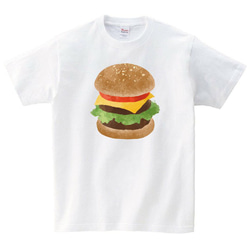 ハンバーガー 食べ物 Tシャツ メンズ レディース 半袖 ゆったり おしゃれ トップス 白 30代 40代 3枚目の画像