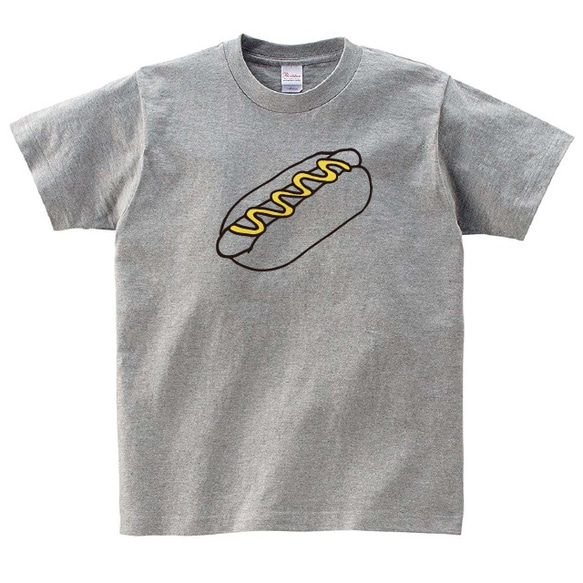 ホットドッグ 食べ物 Tシャツ メンズ レディース 半袖 グレー 30代 40代 プレゼント 大きいサイズ 綿100% 1枚目の画像