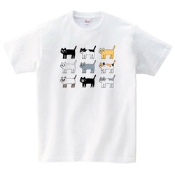 いろんな猫 Tシャツ かわいい 白猫 黒猫 白 プレゼント 大きいサイズ 綿100% 160 S M L XL 1枚目の画像