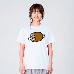 マンガ肉 通販 イラスト Tシャツ 食べ物 大食い おもしろ パロディ ネタ 白 プレゼント 大きいサイズ 綿100% 2枚目の画像