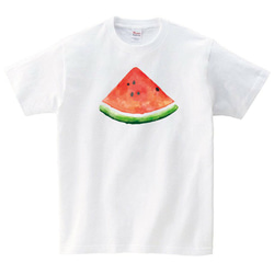 スイカ イラスト Tシャツ メンズ レディース おしゃれ かわいい 白 夏 プレゼント 大きいサイズ 綿100% 3枚目の画像