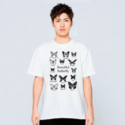 蝶々 昆虫採集 Tシャツ メンズ レディース おしゃれ かわいい 白 夏 プレゼント 大きいサイズ 綿100% 1枚目の画像