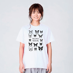 蝶々 昆虫採集 Tシャツ メンズ レディース おしゃれ かわいい 白 夏 プレゼント 大きいサイズ 綿100% 2枚目の画像