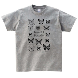 蝶々 昆虫採集 Tシャツ メンズ レディース おしゃれ かわいい 白 夏 プレゼント 大きいサイズ 綿100% 4枚目の画像