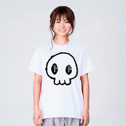 ドクロ Tシャツ メンズ レディース おしゃれ かわいい 白 夏 プレゼント 大きいサイズ 綿100% 2枚目の画像