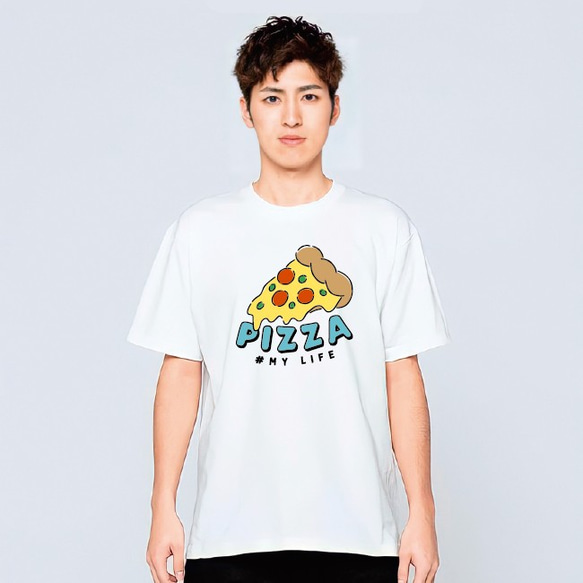 ピザ 食べ物 Tシャツ メンズ レディース かわいい 白 夏 プレゼント 大きいサイズ 綿100% 160 S M L 2枚目の画像